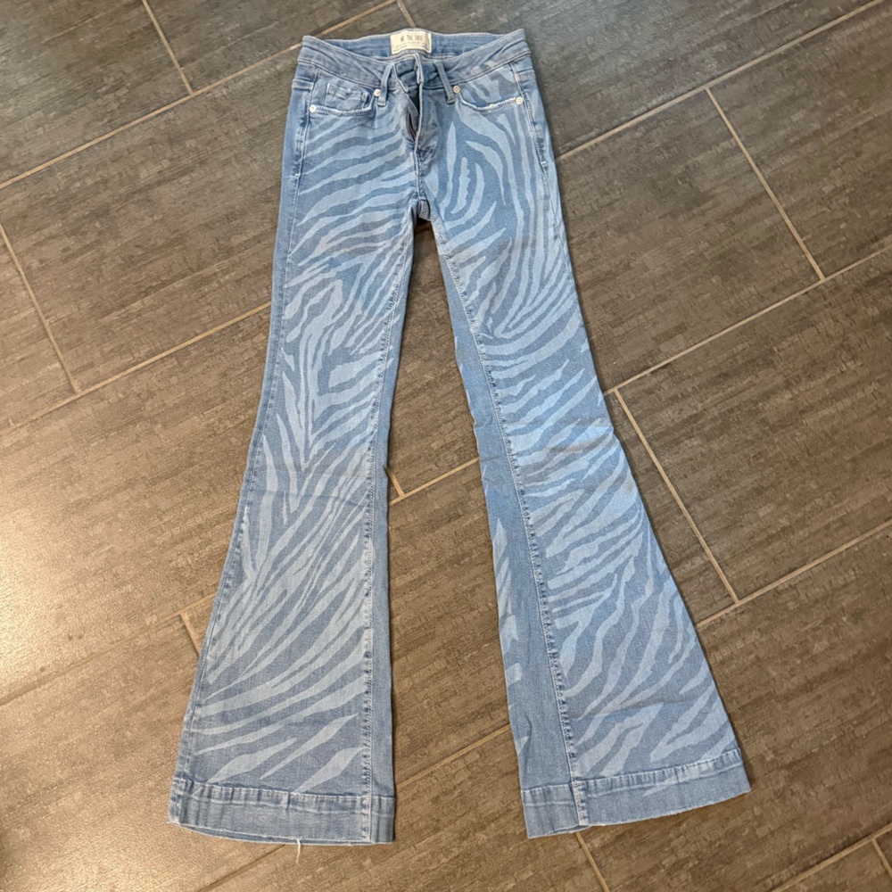We The Free Blue Zebra-Print Flare Jeans - Picture 2 of 7